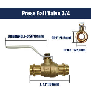 BH US-Markt DVGW-Zertifiziert 100% Leckgetestet Vollport C46500 Messing 3/4 Pressfit-Kugelhahn-V-Typ für Wasser - Product Image 3