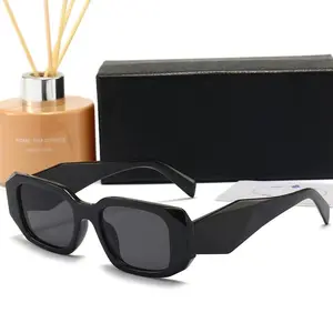 أحدث صيحات الموضة نظارة شمسية فاخرة للنساء نظارة شمسية بتصميم مربع مستطيلي مع شعار العلامة التجارية