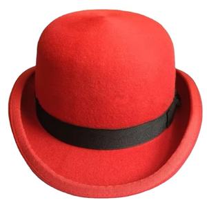 Cappello da Uomo Stile Charlie Chaplin, Cappello Bombetta Rosso - Product Image 1