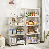 Panier de rangement en plastique transparent pliable et empilable pour armoire, idéal pour organiser les objets et le désordre
