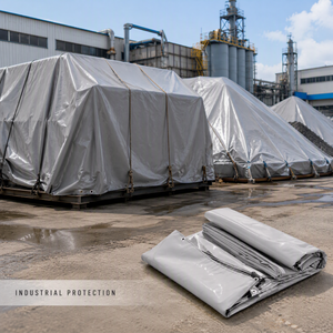 Bâche de protection extérieure en PVC gris imperméable, tissée, style uni, 200 g/m², largeur 120 pouces - Product Image 6