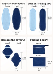 Juego de 8 Toallas Menstruales Reutilizables con Forro de Polar Lavable (7 Toallas + 1 Bolsa), Toallas Sanitarias Orgánicas para Incontinencia Femenina - Product Image 2