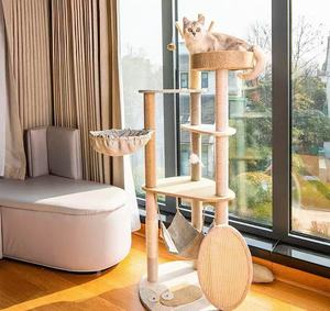 إطار تسلق للقطط صديق للبيئة كلاسيكي - منصة قطط كبيرة الحجم بـ 4 مستويات مع خشب السيسال للاستخدام الداخلي/الخارجي بالجملة - Product Image 1
