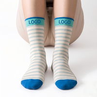 Chaussettes rayées personnalisées en gros, chaussettes rayées colorées en coton de qualité supérieure, chaussettes personnalisées OEM à marque privée pour hommes et femmes