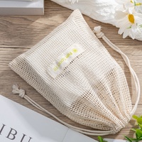 Sac en coton biologique recyclable avec cordon de serrage, filet de protection pour savon, pochette en maille pour le bain et la douche, application corporelle, marque Baishun, Guangdong