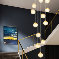 Lustre LED en acrylique de luxe, lampe suspendue, finition or/chrome, hauteur réglable, pour villa, escalier, restaurant