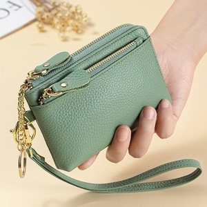 Portefeuille en Cuir Véritable Haut de Gamme pour Femme, Porte-Monnaie Transfrontalier avec Fermeture Éclair, Dragonne, Porte-clés et Lecteur de Cartes Antivol - Product Image 3