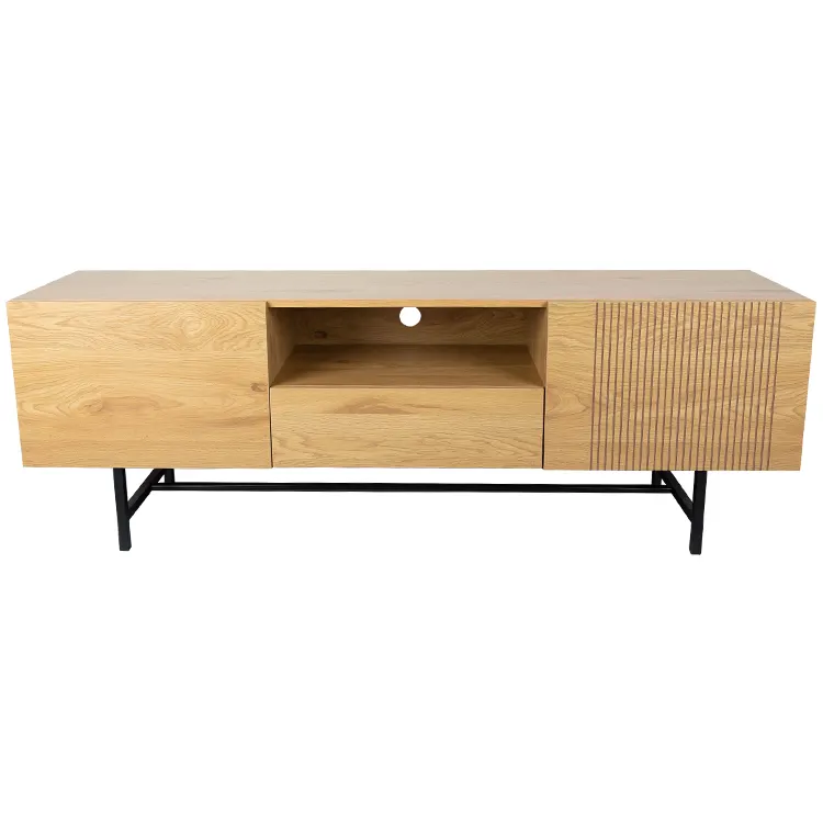 Modern wood furniture media entertainment console center unit accent lcd tv stand with sliding door storage cabinet
