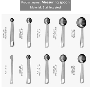 Juego de 10 Cucharas Medidoras de Acero Inoxidable para Cocina, Ecológicas, para Café y Repostería, con Nivelador - Product Image 2