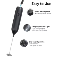 Mousseur à lait rechargeable Type-C, mousseur électrique portatif, fouet haute vitesse 15000 tr/min pour café, latte, matcha, milkshake