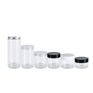 250ml 500ml 1000ml Stock Goods Recycle Food Grade Cosmetic Cream Wide Mouth Transparent Plastic Bottle PET Jar with Lid