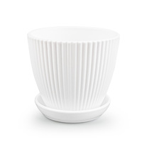 Petit pot de fleurs circulaire moderne en PP avec trous de drainage et plateau – Durable, capacité de 0,61 L, idéal pour la maison, le bureau, le sol, la terrasse, pour les plantes succulentes