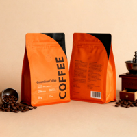 Sachet de café en aluminium recyclable imprimé par gravure, personnalisé, en gros usine, refermable, à huit soudures latérales, 500g/250g