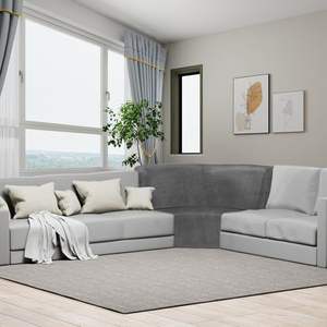 كرسي مقطعي قطيفة حديث على شكل L-قابل للغسل أثاث مخملي مطاطي مانع للانزلاق لغرفة المعيشة - Product Image 2