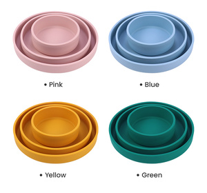 ODM/OEM Eco-Friendly Microwave Dishwasher Safe Unbreakable Silicone Portable Feeding <b>Set</b> Includes Dinner Plates - Product Image 2