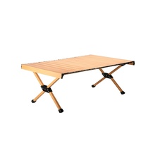 Table pliante pratique en bois grainé, cadre en alliage d'aluminium, montage facile, mobilier portable pour le camping, le jardin, la pelouse, la plage