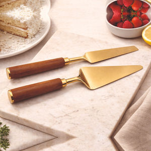 Juego de 2 piezas de cuchillo y espátula para tartas, ecológico, con mango de acero inoxidable y tejido, ideal para fiestas y decoradores de postres, el más vendido. - Product Image 3