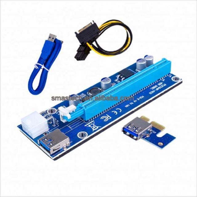 Golden 009S PCI-E Riser Card VER009 PCIE 1X to 16X Extender 6Pin Power 1M 0.6M 0.3 meters USB 3.0 Cable for Video Card Adapter