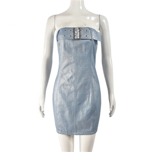 Zhezhe เดรสมินิเดรสเข้ารูปเปิดไหล่, เดรสเข้ารูปเปิดไหล่มีซิปไม่มีแขน - Product Image 4