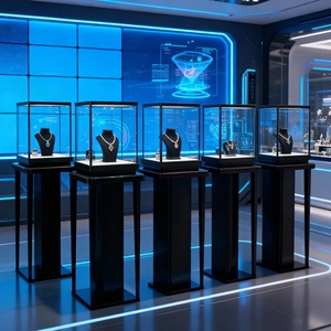 Maßgefertigte Luxus-Glasvitrine für Schmuck mit Logo, Schmuckgeschäft-Einrichtung, Ausstellungsvitrine mit abschließbarem Stauraum für Optikgeschäfte - Product Image 3