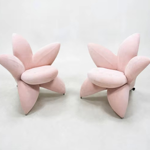 Lily Flower Design Modern Red Velvet Recliner Sofa for Living Room or Hotel <b>Balcony</b> Contemporary Accent Leisure Armchair - Product Image 3