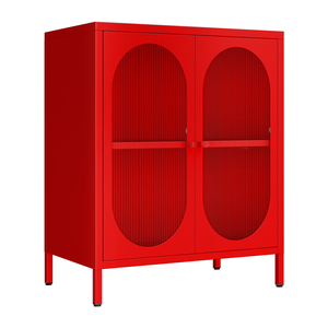 Nouveau style <span class=keywords><strong>de</strong></span> <span class=keywords><strong>buffet</strong></span> en métal rouge avec porte en verre, armoire en acier, meubles <span class=keywords><strong>de</strong></span> salle à manger pour <span class=keywords><strong>salon</strong></span> et cuisine - Product Image 2