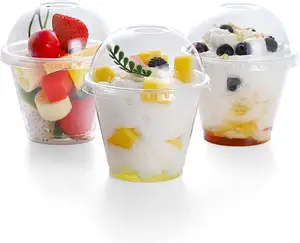Классические одноразовые прозрачные жесткие пластиковые чашки для парфе для вечеринок с логотипом на заказ для фруктового салата и напитков, таких как газировка