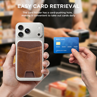 Tarjetero Magnético con Bloqueo RFID de Cuero PU, Funda Desmontable para Tarjetas para iPhone, Samsung, Google