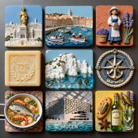 Marseille Thème 3D Art Déco Réfrigérateur Aimants Résine Artisanat Décoration Maison Souvenir Les Calanques Vieux Port Pastis Pétanque