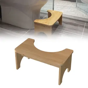 Pratico Pooping bambini adulto sgabello da toilette in legno resistente rimovibile a forma di C mobili sgabello da toilette confortevole a 35 gradi