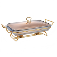 Chauffe-plats de luxe 2,0 L en acier inoxydable, double zone, alimenté par alcool solide, couleur or rose/or, marque CD