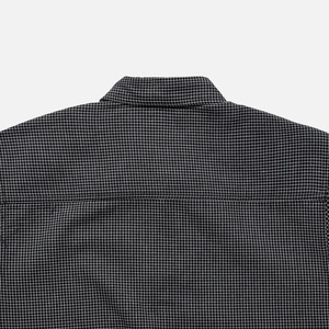 Camisa GAMBETTO de corte holgado, a cuadros micro en blanco y negro, de manga corta, con botones, estilo casual urbano para hombre - Product Image 5