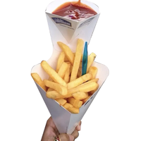 Emballage pratique à emporter tasses à Pocorn porte-frites frites boîtes en papier emballage de restauration rapide avec poche à Sauce