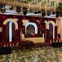 Support de toile de fond LEDA moderne en PVC en forme d'arche ondulée avec lumières LED, blanc, pour décoration de scène de mariage 3D