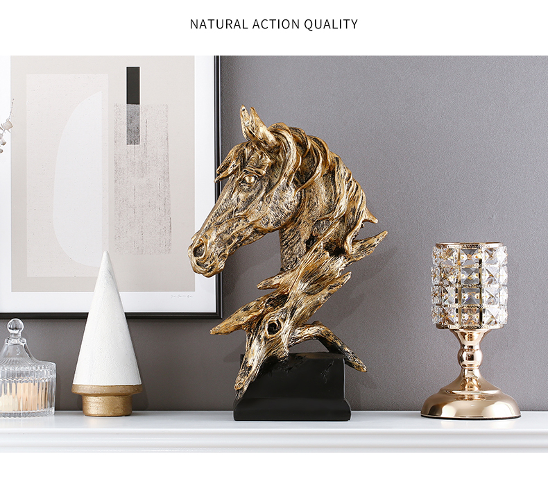 Hot selling retro home living room decoration art crafts horse head sculpture