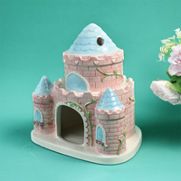 Maison de hamster de luxe Château en céramique Beau château de conte de fées coloré Design Maison de hamster en céramique