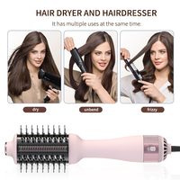 Brosse lissante chauffante électrique professionnelle 3-en-1 pour cheveux bouclés et raides, sèche-cheveux et brosse coiffante