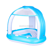 Île flottante gonflable personnalisée en PVC pour 3 personnes, avec auvent dôme, pour parc aquatique, attractions aquatiques et équipements de divertissement aquatique