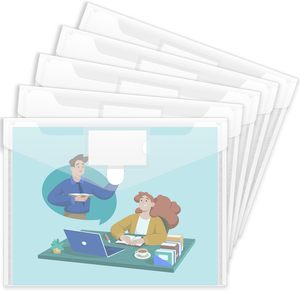 Paquet de 5 enveloppes en plastique transparent en poly lettres américaines de format <span class=keywords><strong>A4</strong></span> <span class=keywords><strong>avec</strong></span> pochette d'étiquettes pour l'organisation du travail à domicile - Product Image 1