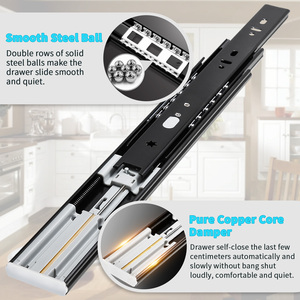 YENUO glissières de <span class=keywords><strong>tiroir</strong></span> robustes en acier laminé à froid 12-24 "extension complète à fermeture douce, <span class=keywords><strong>roulement</strong></span> à billes à montage latéral 100 charge - Product Image 3