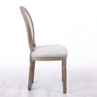 Ensemble de 6 chaises de salle à manger en bois massif au design nordique moderne avec tissu en coton/lin pour la maison, le bureau, l'appartement, l'atelier - Importé