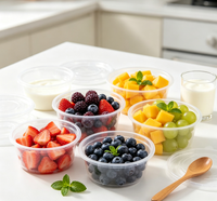 Boîtes alimentaires rondes jetables en plastique PP transparent, compatibles micro-ondes, avec couvercles, pour plats à emporter, vente en gros