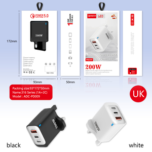 Caricabatterie di Alta Qualità 200W Tipo-C a 2 Porte per Ricarica Rapida, Compatibile con Prese UK, EU, US, AU per Telefoni - Product Image 6