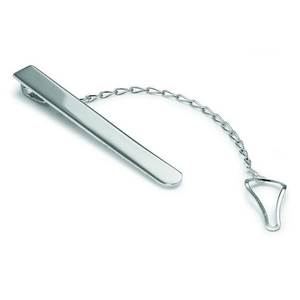 Pinza de Corbata Zinnia de Plata de Ley 925 con Cadena, Accesorio para Vestimenta Formal - Product Image 1