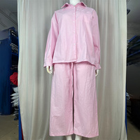 Ensemble de vêtements d'intérieur imperméables 2 pièces pour femme grande taille, chemise à manches longues et pantalon large en coton et lin, taille XS