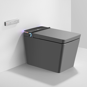 Luxury Self-Cleaning S-Trap Floor Mounted One-Piece Foot Sensor Flush Toilet With Stainless Nozzle & LED Display T25(Gary) Smart - Product Image 1