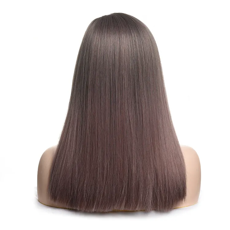 Human Long Straight Cuticle Aligned Hair Lace Wig Full Top Air Bangs Lace Wigs Ombre