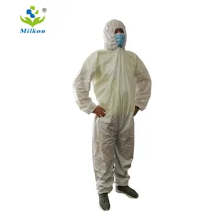 Blanco desechable seguridad HAZMAT overall PP PE película overall protector overall tipo 5/6