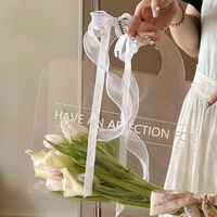 INUNION Sac de Transport Transparent pour Fleurs, Emballage de Bouquets Floraux, Emballages Cadeaux, Fournitures pour Fleuristes, Sacs Plats Transparent Clair