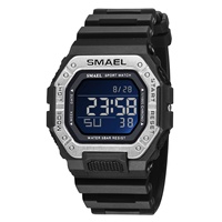 Jam Tangan Olahraga Digital Tahan Air Pria Smael 8059 Kronograf Alarm LED Bercahaya Stopwatch